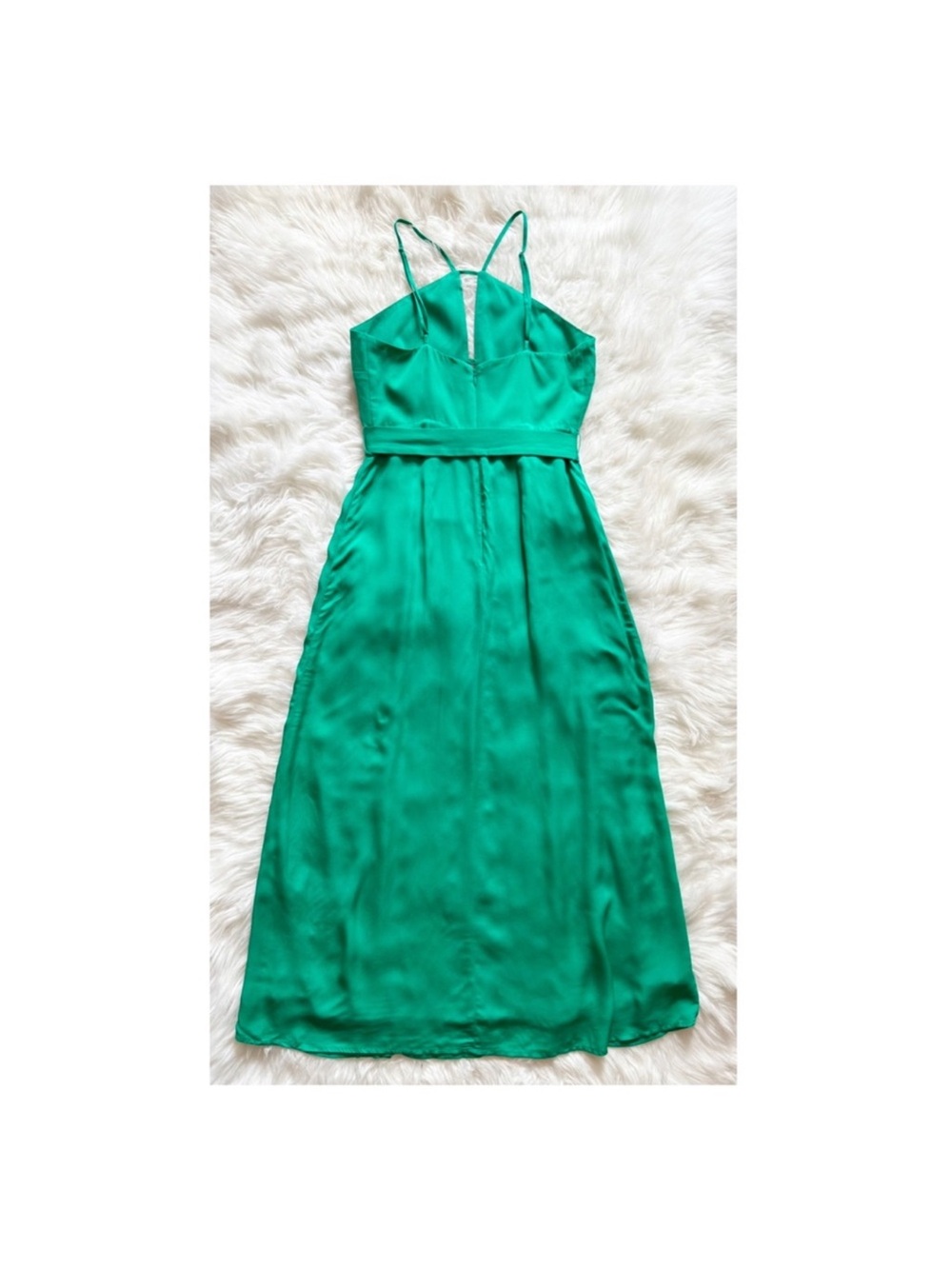 New! Reiss Arianna Plunge Halter Neck Cut-out Midi Dress in Emerald Green - Picture 7 of 11